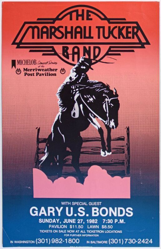 1982 Marshall Tucker Band Merriweather Post Pavilion Columbia Poster Near Mint 81