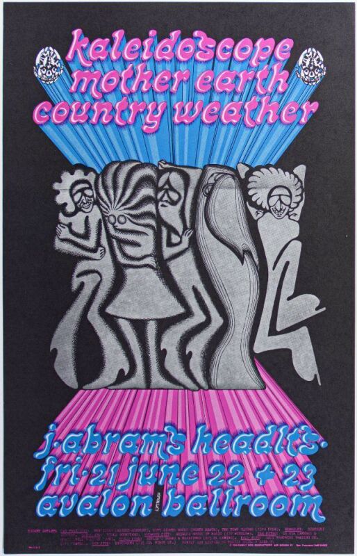 1968 FD-124 Kaleidoscope Mother Earth Country Weather Avalon Ballroom Poster Mint 91