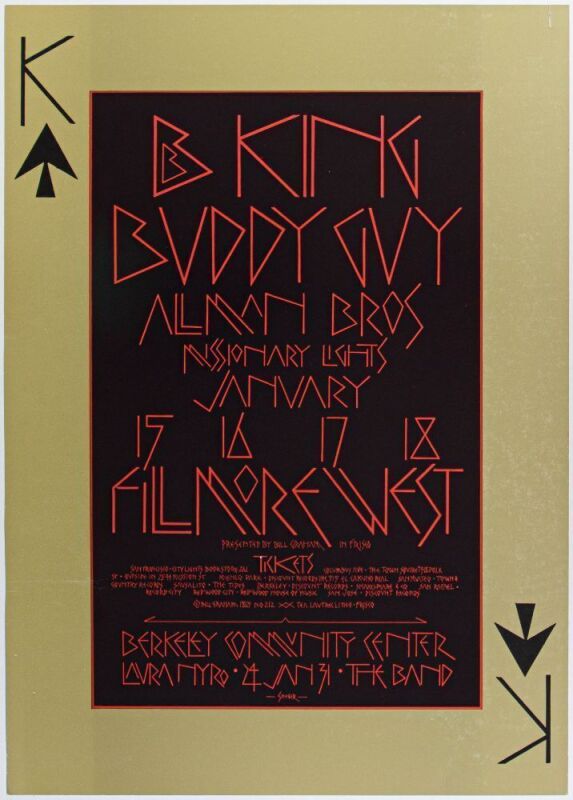 1970 BG-212 B.B. King Allman Brothers Fillmore West Poster Excellent 79