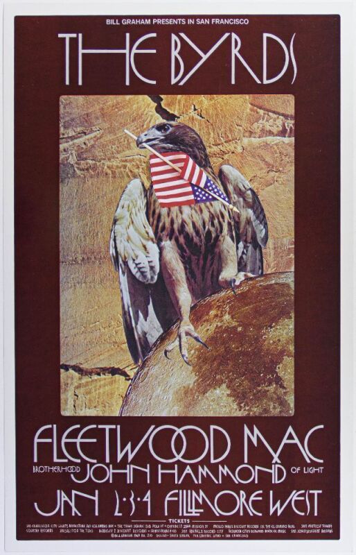 1970 BG-210 The Byrds Fleetwood Mac Fillmore West RP2 Poster Mint 91