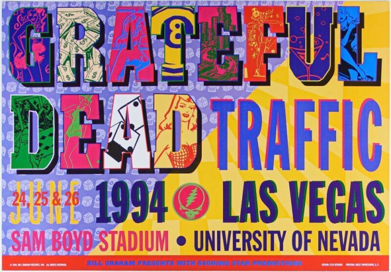 1994 BGP-96 Grateful Dead Traffic Sam Boyd Stadium Las Vegas Poster Mint 91