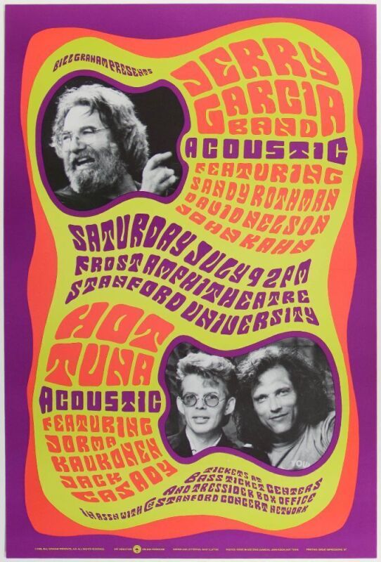 1988 BGP-23 Jerry Garcia Band Hot Tuna Frost Amphitheatre Stanford University Poster Mint 91