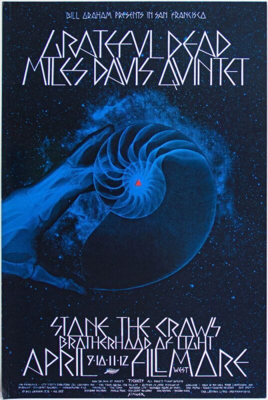 1970 BG-227 Grateful Dead Miles Davis Quintet Fillmore West Poster Near Mint 83