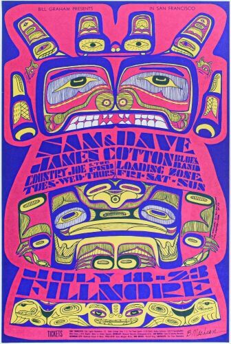 1967 BG-73 James Cotton Blues Band Sam & Dave Fillmore Auditorium Signed MacLean Poster Mint 91
