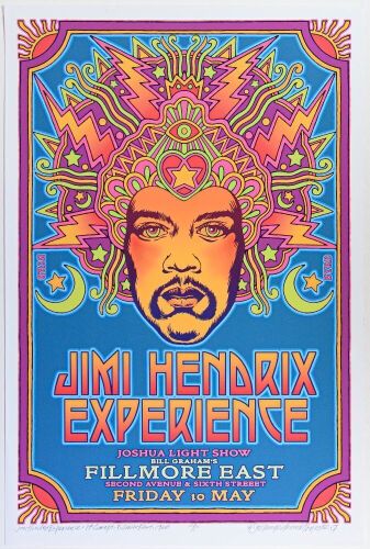 2017 David Byrd Jimi Hendrix Experience Fillmore East AP Signed Byrd Poster Near Mint 81