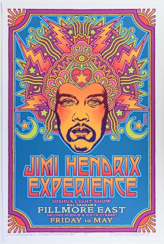 2017 David Byrd Jimi Hendrix Experience Fillmore East AP Signed Byrd Poster Near Mint 81