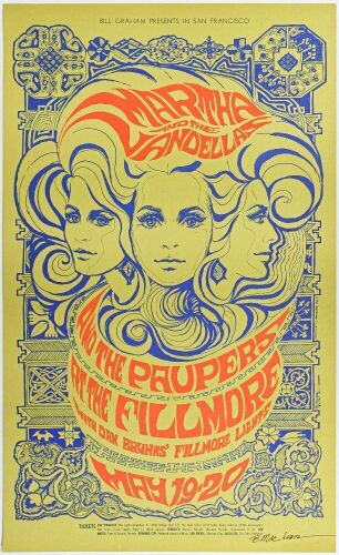 1967 BG-64 Martha & The Vandellas Fillmore Auditorium Signed MacLean Poster Near Mint 87
