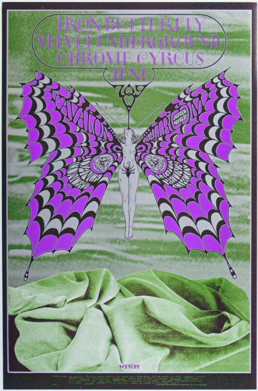 1968 FD-122 Iron Butterfly Velvet Underground Avalon Ballroom Poster Near Mint 89