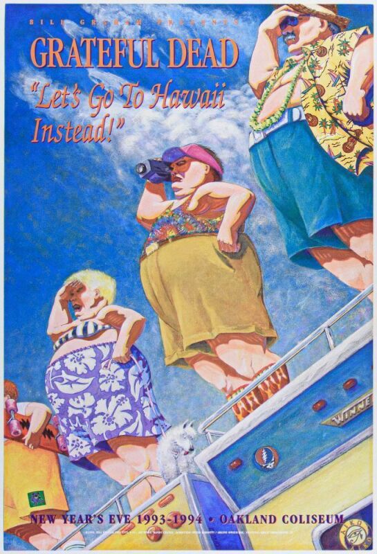 1993 BGP-85 Grateful Dead Oakland Coliseum NYE Poster Near Mint 85