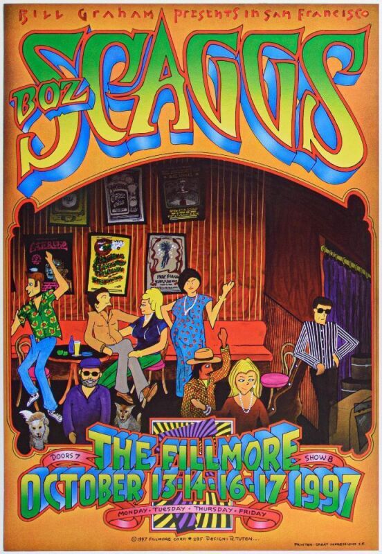 1997 Boz Scaggs The Fillmore Poster Near Mint 85