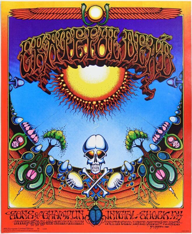 1976 AOR-2.24 Grateful Dead Aoxomoxoa Avalon Ballroom European Limited Edition RP2 Poster Near Mint 85