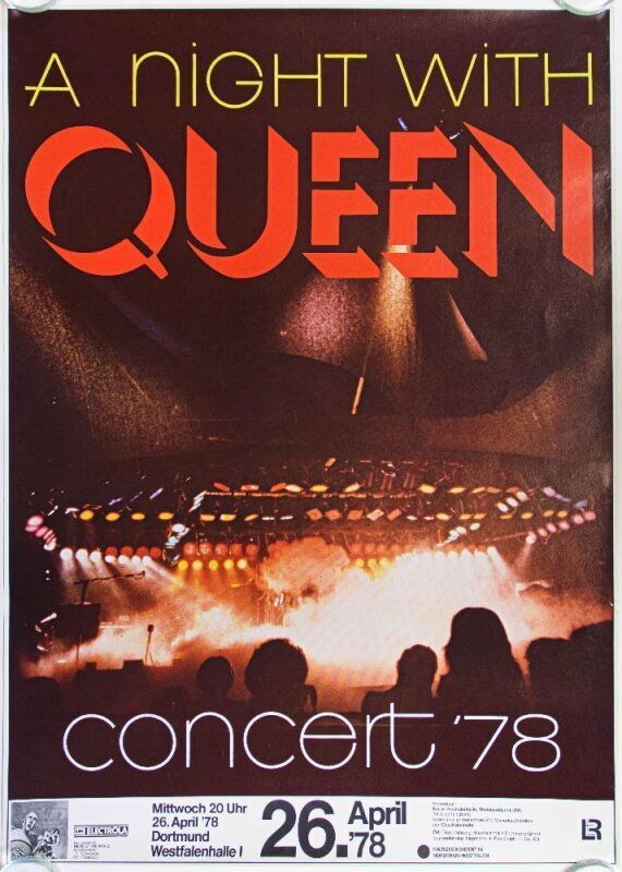 1978 Queen Westfalenhalle Dortmund Germany Poster Near Mint 83