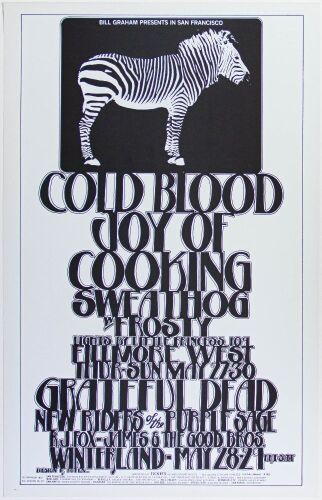 1971 BG-282 Grateful Dead NRPS Cold Blood Fillmore West Poster Near Mint 89