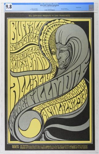 1967 BG-61 Buffalo Springfield Fillmore Auditorium Poster CGC 9.8