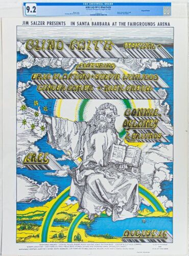 1969 AOR-3.42 Blind Faith Delaney Bonnie & Friends Earl Warren Santa Barbara Poster CGC 9.2