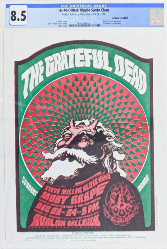 1966 FD-40 Grateful Dead Steve Miller Avalon Ballroom Handbill CGC 8.5