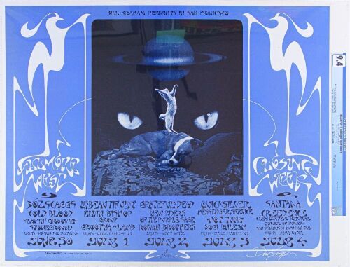 1971 BG-287 Grateful Dead Santana Hot Tuna Closing of Fillmore West Signed Singer Poster CGC 9.4