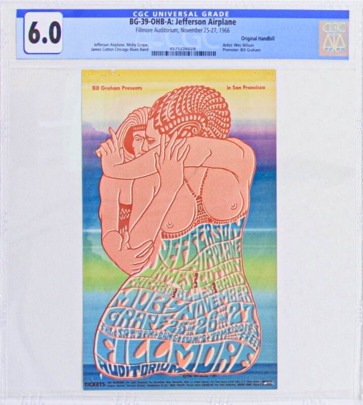 1966 BG-39 Jefferson Airplane James Cotton Fillmore Auditorium Handbill CGC 6.0