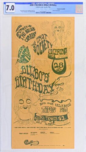 1966 AOR-2.156 Big Brother & the Holding Company California Hall Handbill CGC 7.0