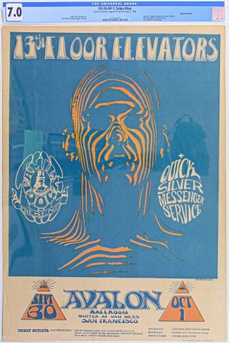 1966 FD-28 The 13th Floor Elevators Zebra Man Avalon Ballroom Poster CGC 7.0