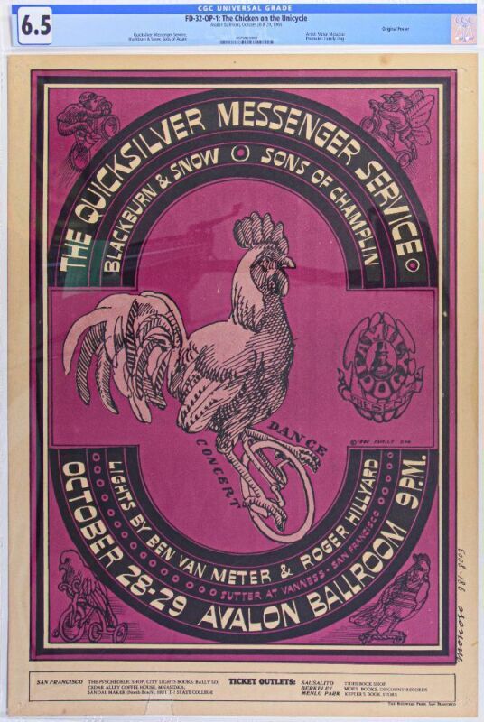 1966 FD-32 Quicksilver Messenger Service Avalon Ballroom Poster CGC 6.5