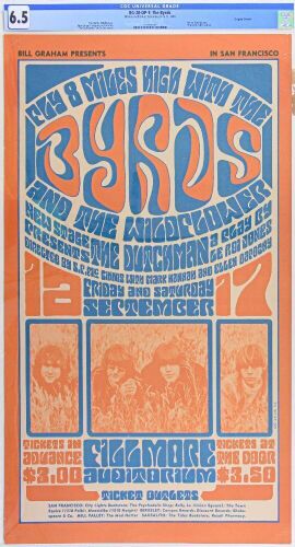 1966 BG-28 The Byrds Wildflower Fillmore Auditorium Poster CGC 6.5