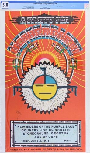 1971 AOR-4.11 New Riders Country Joe McDonald Stoneground Friends & Relations Hall 660 Great Highway Poster CGC 5.0