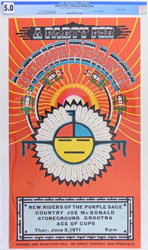 1971 AOR-4.11 New Riders Country Joe McDonald Stoneground Friends & Relations Hall 660 Great Highway Poster CGC 5.0