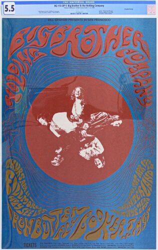 1968 BG-115 Big Brother Janis Joplin Fillmore Auditorium & Winterland Poster CGC 5.5