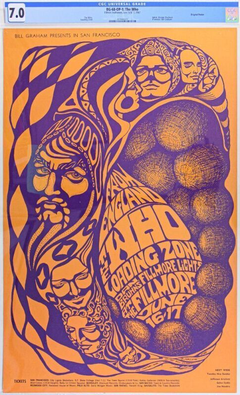 1967 BG-68 The Who The Loading Zone Fillmore Auditorium Poster CGC 7.0