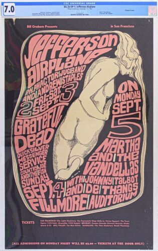 1966 BG-26 Jefferson Airplane Grateful Dead Fillmore Auditorium Poster CGC 7.0
