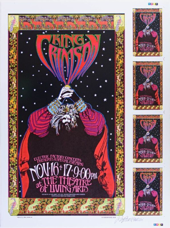 2000 Bob Masse King Crimson The Theatre of Living Things Printer's Proof Signed Masse Poster Mint 91
