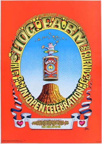 1976 AOR-2.358 Hog Farm Celebration Cinemateque 16 Los Angeles RP2 European Version Poster Near Mint 87