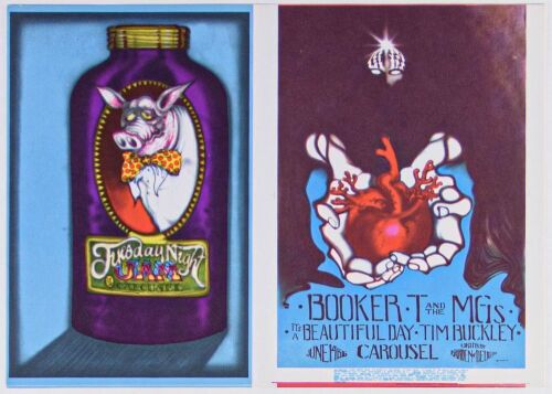 1968 Uncut Sheet of 2 Stanley Mouse Carousel Ballroom Handbills Mint 90