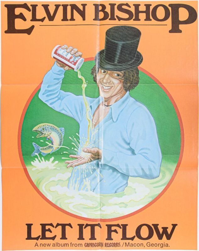 1974 Elvin Bishop Let It Flow Capricorn Records Promotional Poster Near Mint 89