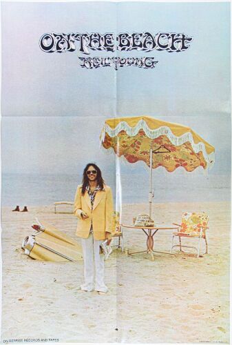 1974 Neil Young On The Beach Warner Brothers Reprise Promotional Poster Near Mint 89