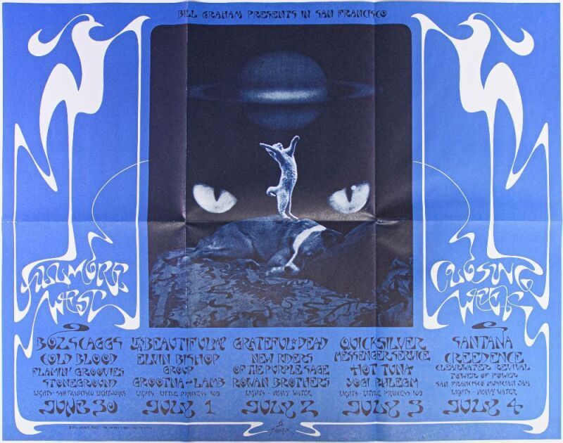1971 BG-287 Closing of the Fillmore West RP2 Record Insert Poster Excellent 79