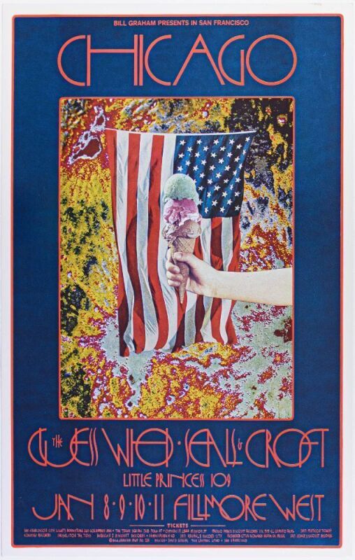 1970 BG-211 Chicago The Guess Who Fillmore West Poster Near Mint 81