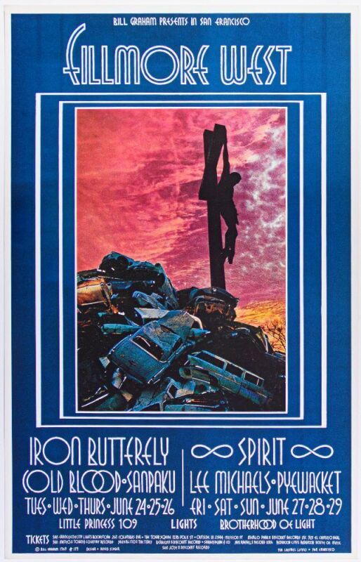 1969 BG-179 Iron Butterfly Fillmore West Poster Near Mint 87
