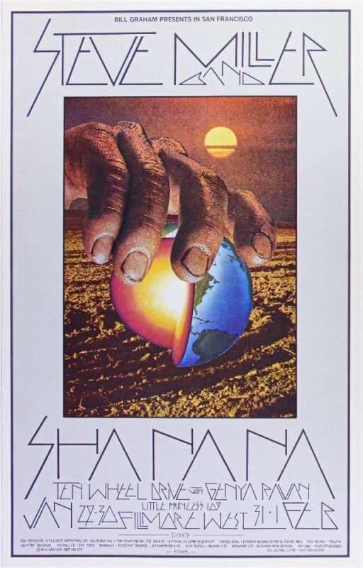 1970 BG-214 Steve Miller Fillmore West Poster Near Mint 89