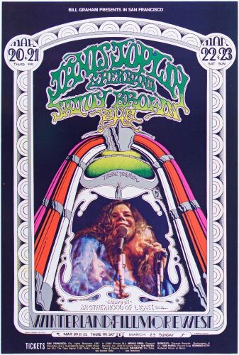 1969 BG-165 Janis Joplin Winterland & Fillmore West Poster Near Mint 81