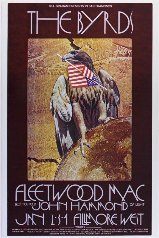 1970 BG-210 The Byrds Fleetwood Mac Fillmore West RP2 Poster Near Mint 89