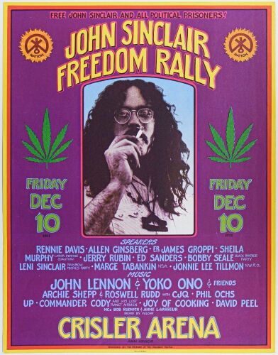 1971 AOR-4.194 John Sinclair Rally Ann Arbor Poster Near Mint 85