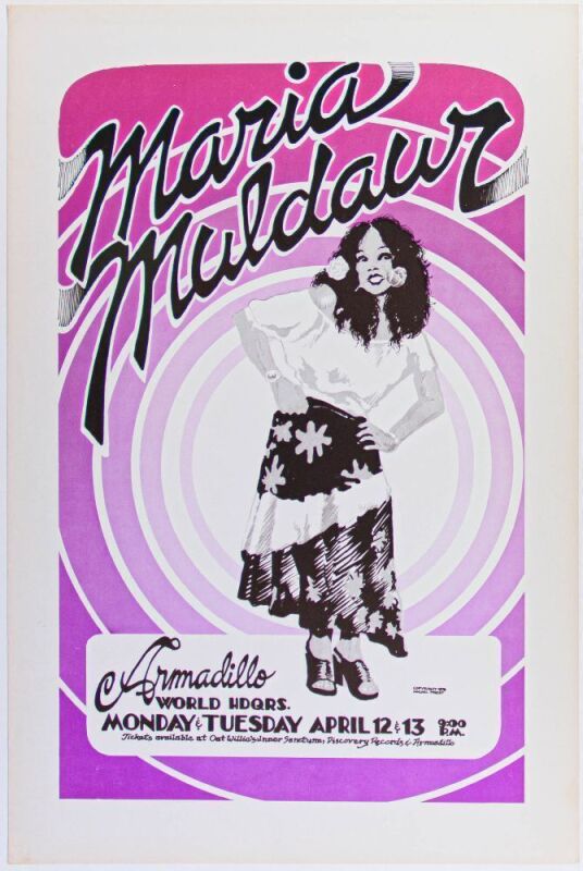 1976 Maria Muldaur Armadillo World Headquarters Austin Poster Excellent 75