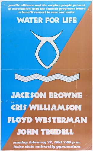 1981 Jackson Browne Water For Life Boise State University Poster Extra Fine 63