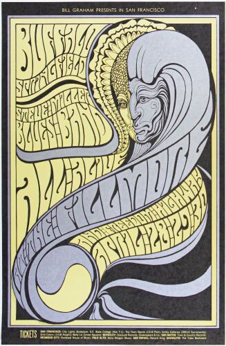 1967 BG-61 Buffalo Springfield Fillmore Auditorium Poster Near Mint 89