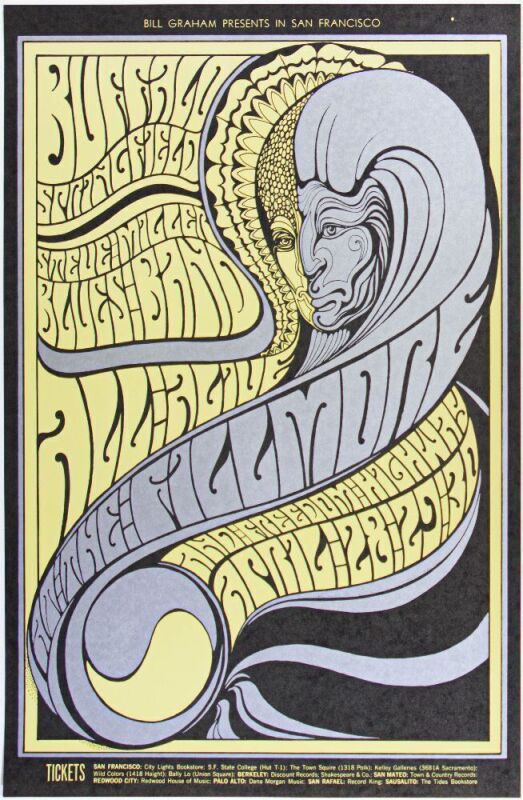 1967 BG-61 Buffalo Springfield Fillmore Auditorium Poster Near Mint 89