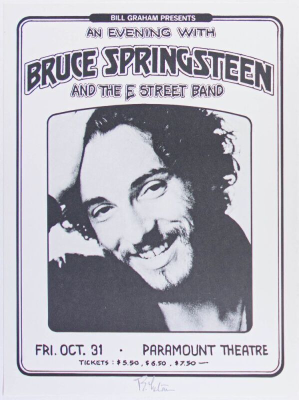 1975 Bruce Springsteen Paramount Theatre Signed Tuten Poster Mint 90