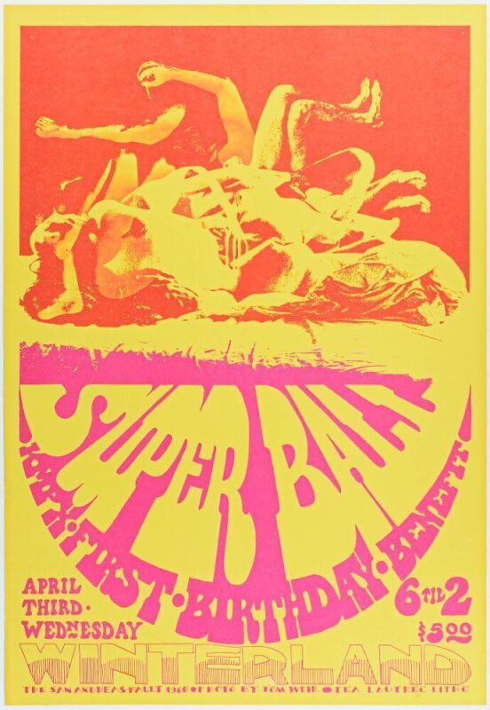 1968 Grateful Dead KMPX Radio Super Ball Winterland Poster Excellent 77