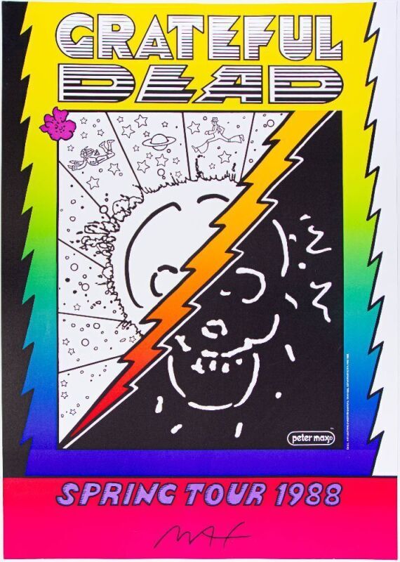 1988 Peter Max Grateful Dead Spring Tour Signed Max Poster Near Mint 89